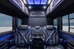 Captain Chairs Black Leather Blue Stitching Van Transit Sprinter